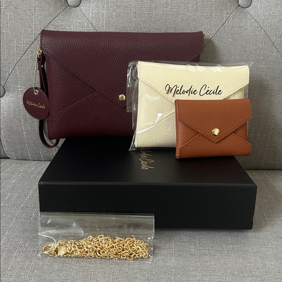 Dress Up Your Purse Handbags - NIB DRESS UP YOUR PURSE DUYP ENVELOPE TRIO CLUTCH SET -BURGUNDY CREAM CAMEL $169